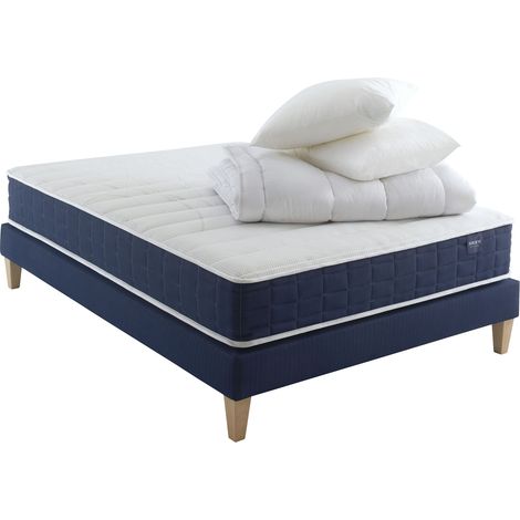 Ensemble matelas ressorts, sommier, pieds, couette et oreiller Rêve 400 - SOMEO 160x200 (1/5)