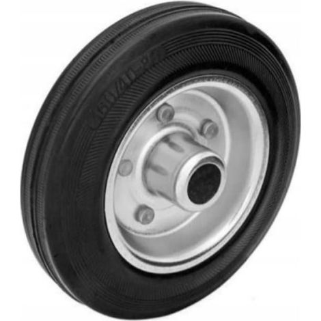 Roue Fixe - 200 mm - Acier Galvanise Caoutchouc Plein - Charge 230 kg - Pour Chariot Industriel - 1 Unite