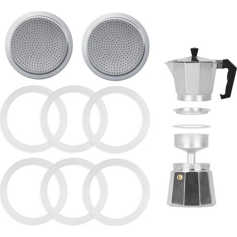 8-teiliges Dichtungsset für 6-Tassen-Espressomaschinen, Silikon-Ersatzdichtung, Aluminium-Ersatzdichtung für Espressomaschinen (6 x Dichtungen) (1/5)