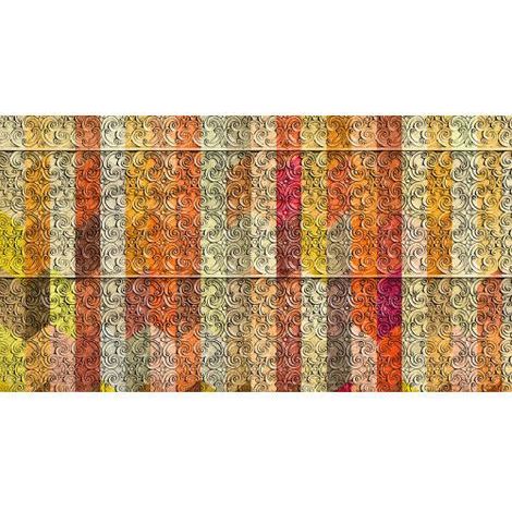 Papier peint panoramique multicolore à rayures Tapisserie panoramique originale motif floral Papiers peints panoramique idéal pour salon (1/3)