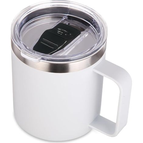 Tasse à café isotherme en acier inoxydable de 414 ml avec couvercle anti-fuite, tasse à café de voyage à double paroi sous vide avec poignée, gobelet réutilisable pour garder au chaud ou au (1/5)
