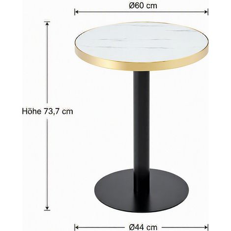 Table d'appoint ronde moderne avec cadre en acier inoxydable doré, plateau aspect marbre UV, table de salon luxueuse avec base stable (1/5)