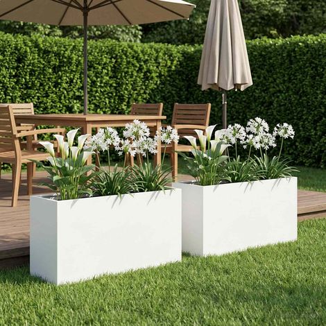 Cache-pot de jardin 2 pc Blanc 80 x 40 x 50 cm (1/5)