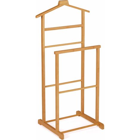 Idmarket – Valet de chambre en bambou RITA – Cintre pour vestes et manteaux – Support pour pantalons et chaussures – Hauteur 97 cm