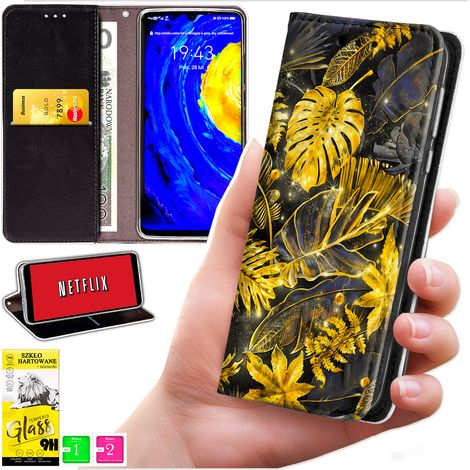 Brieftaschenhülle für Honor X5C Plus / X5C 4G – Blaumond-Print + 9H-Glas (1/5)