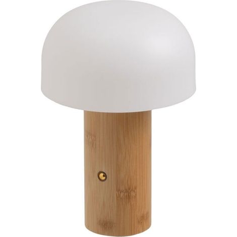 Lampe LED en bambou naturel forme champignon  3 tons de lumière