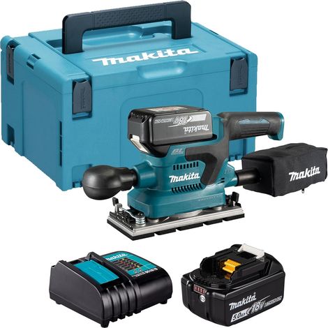 18V LXT® Exzenterschleifer - MAKITA - mit 2 x 18V 5Ah Akkus - Ladegerät - MAKPAC - DBO382RTJ (1/5)