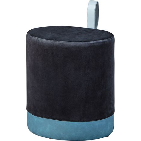 OPALE - Pouf avec Lanière Noir et Bleu (1/5)
