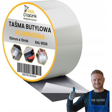 Bande Butyle De Toiture Aluminium, 50 mm x 10 m, Argent RAL9006, Ruban D'Etancheite (1/5)