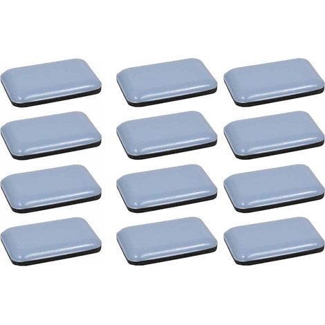 12x Teflon-Gleitpad, Teflon-PTFE-Rechteck-Klebeaufkleber, 35 x 25 mm, Schutz für Boden, Parkett, Fuß, Stuhl, Möbel (1/2)