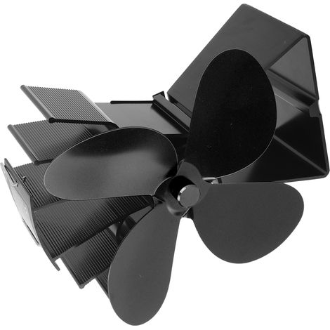 Ventilateur de cheminée, 4 pales, vertical, trapézoïdal, à fonction thermoélectrique, pour poêles à bois, noir (1/5)