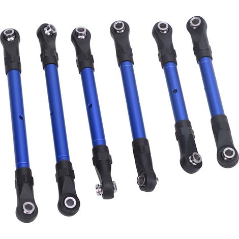 Lot de 6 biellettes de direction en alliage d'aluminium (longues et courtes) pour voiture télécommandée Traxxas Slash (bleu). (1/5)