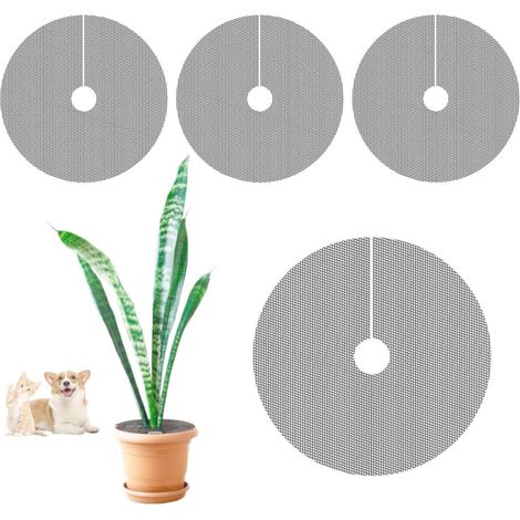 Set of 4 Flower Pot Cover 30 cm Round Protective Grid Cuttable Protective Cover for Children and Pets (1/5)