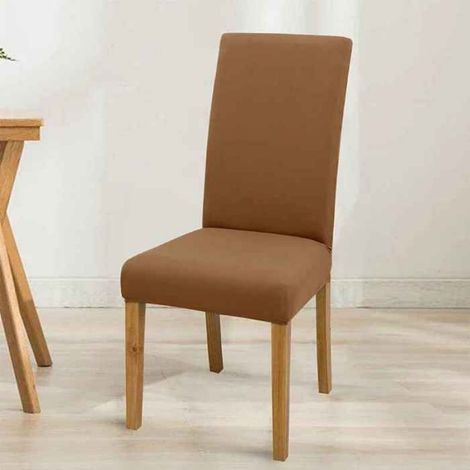 Housse de chaise élastique réglable,couleur unie,en Spandex,extensible,pour siège de chaise,cuisine,salle à - Camel-1pcs chair