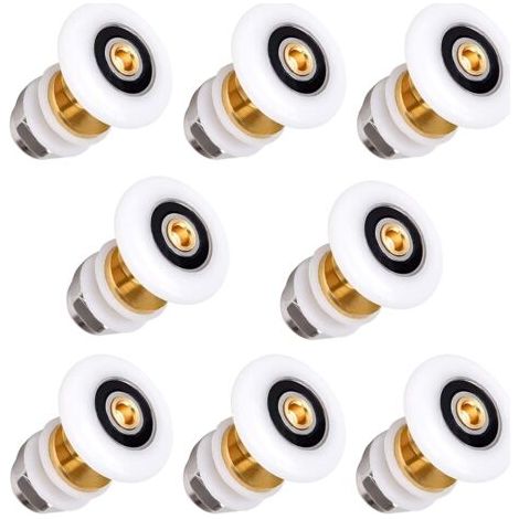 8 Pièces Roulette Porte Coulissante Douche 20mm en Laiton Roulette pour Rouleau pour Remplacement de Douche Coulissante Verre Porte Coureurs Rouleaux NPTERBL
