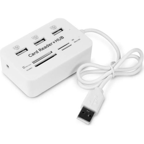 Multifunctional Memory Card Reader + 3-Port USB Hub Splitter Combo (1/4)