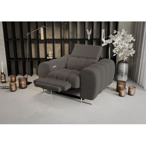 Sessel mit Relaxfunktion BASTIEN RELAX in Stoff Aragon Dunkelgrau
