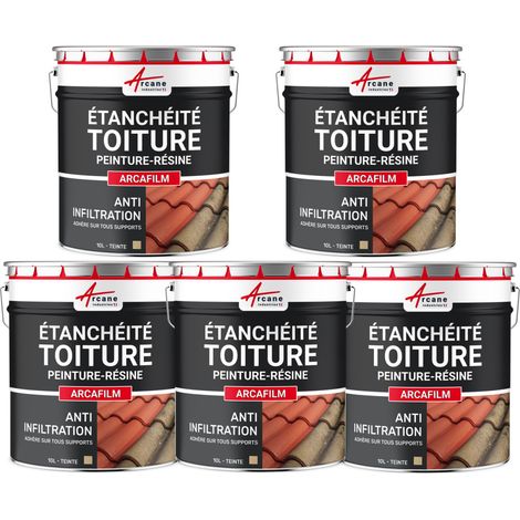Arcane Industries – Résine d'étanchéité pour toiture – Revêtement élastique pour toits en pente – Application facile sans joint – Résistance aux intempéries