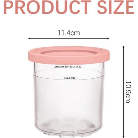 4Pièces de rechange pour pots de crème glacée individuels, adaptées pourNinjamachine à glace avec couvercle rose (1/4)