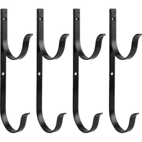 Lot de 4 supports de fixation pour perche de piscine, en alliage d'aluminium professionnel, avec crochet pour perches, brosses, tuyaux d'aspirateur et outils de jardin (noir). (1/5)