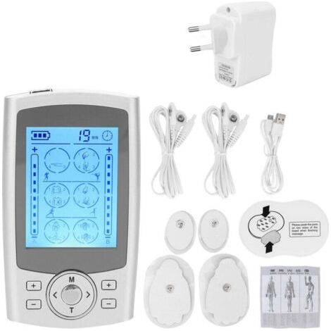 Appareil de massage TENS rechargeable 24 modes - Stimulation musculaire par impulsions - Pour dos, genoux, cou - Prise US 110-240V (1/4)