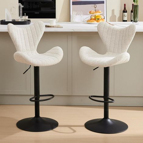 Barhocker 2er Set Chenille höhenverstellbar mit Lehne und Fußstütze (1/5)
