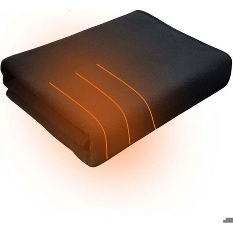 USB Heated Blanket Shawl, 150x80cm Heating Blanket, Electric Blanket with 3 Temperature Levels, Black (1/4)
