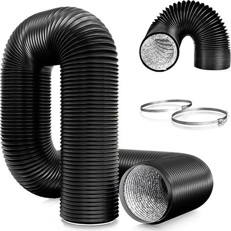 Tuyau de Ventilation 75 mm, 3 m Tuyau d'Evacuation en PVC Aluminium Gaine de Ventilation pour Extracteur d'Air, Climatisation, Sèche-linge, Hotte, Noir (1/5)