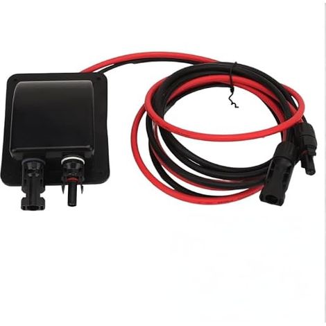 Passe-câble solaire - Panneau solaire ABS étanche - Double entrée de câble avec câble solaire de 2 m - Passe-toit solaire pour camping-car, photovoltaïque, camping-car, camping-car - Blanc (1/2)