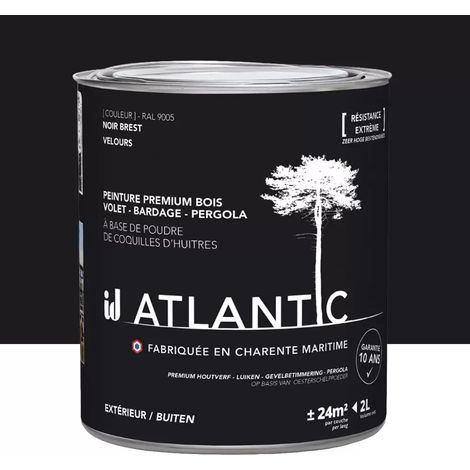 Peinture acrylique pour boiseries extérieures ID Atlantic Noir Brest Velours 2 L (1/2)
