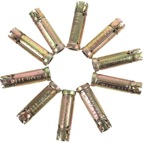 Ancrages à Expansion Moletés pour Béton Massif M8 X 50mm, 10 Pièces  Acier, Couleur Or, Stabilité Fiable, Lot de 10 pour Maçonnerie Dense et Pierre Naturelle (1/5)