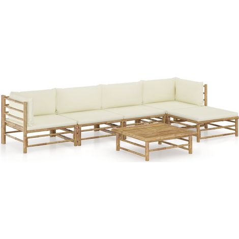 Maison Exclusive - 6-tlg. Garten-Lounge-Set mit Cremeweißen Kisse