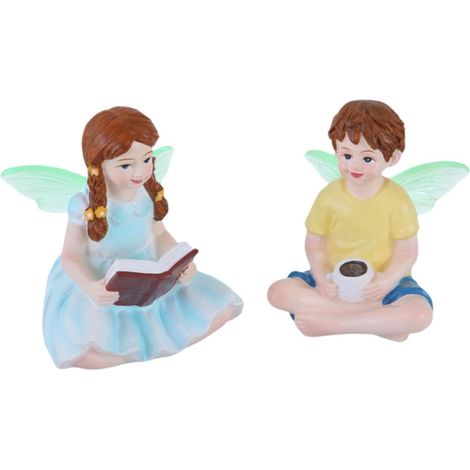 Set di 2 statuette di fate in miniatura, decorazione da giardino, accessori regalo, statue e sculture per vasi (1/5)
