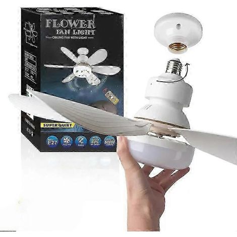 Ventilateur de plafond LED 30 W avec éclairage E27 et télécommande pour variateur, idéal pour le salon, le bureau ou toute autre pièce de la maison (85-265 V, lot de 2). (1/4)