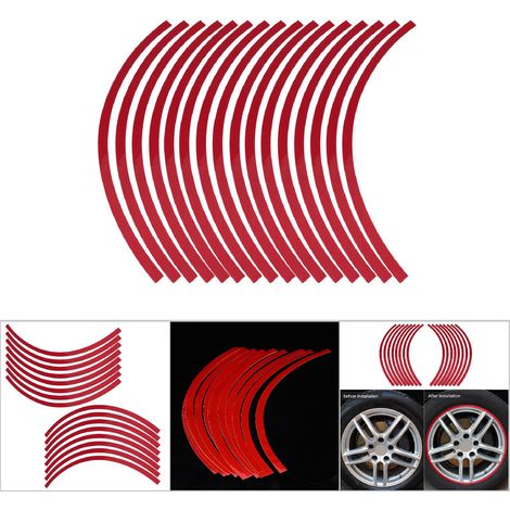 Ruban réfléchissant universel pour roues de voiture et moto, 6 couleurs dont rouge vif, décoration adhésive (1/5)