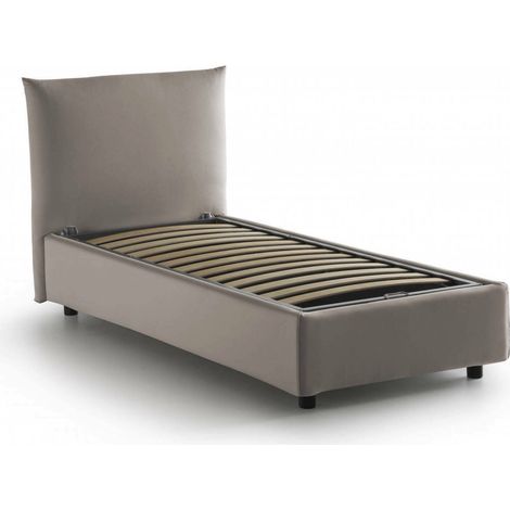 Lit Simple Alisech, Déhoussable, Fabriqué en Italie, Gris Taupe