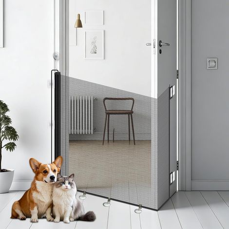 Barriere Escalier, avec Verrou + Clip Anti-Fuite, sans PerçAge, RéGlable, Universelle pour Chats Et Chiens, Cuisine, Balcon, Couloir (Noir, 150 78 CM) (1/5)