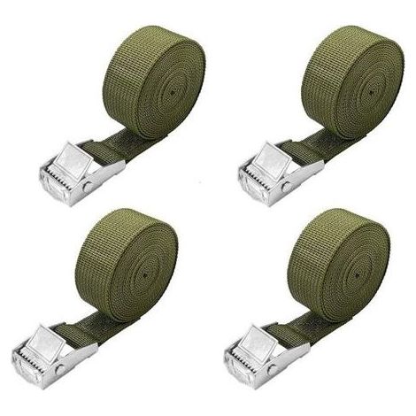 Sangles d'arrimage de 5 m - Lot de 4 Courte Sangle a Cliquet avec Boucle de Serrage 25mm 100kg Sangle Porte Velo, Sangle Moto Extrêmement Robustes (1/4)