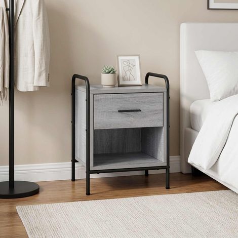 vidaXL Bedside Cabinet Grey Sonoma 40 x 30 x 50 cm Engineered Wood (1/5)