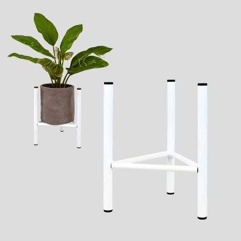Soporte para macetas de metal, color blanco, estilo loft Dijon, tamaño L. Maceta máxima: 30,5 cm. (1/5)