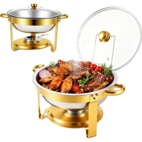Serveur de buffet, acier inoxydable, capacité de 5QT, 2Pack (1/2)