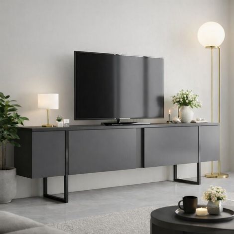 TV-Möbel Luxus Anthrazit Schwarz Melamin 180x50x30 cm