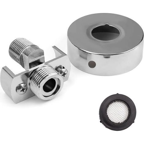 Shower tap adapter, brass swivel joint, electroplated silver finish, with decorative cover. (1/5)