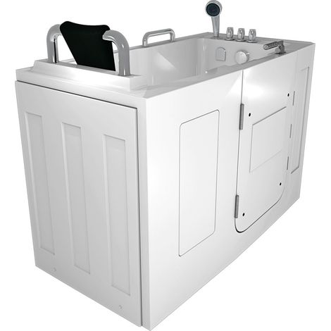 Sitzbadewanne Senioren Wanne Sitzwanne mit Tür S07-TH-C-L 140x76cm (1/5)
