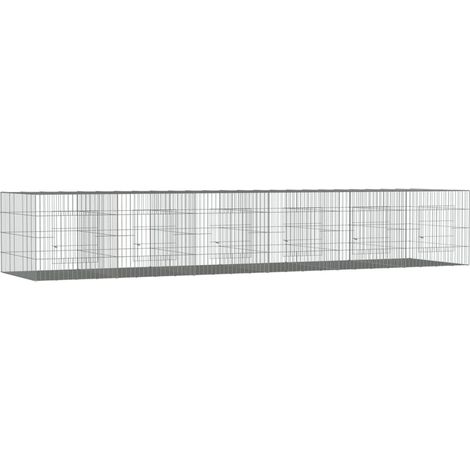 Gabbia per conigli con 6 pannelli 327 x 79 x 54 cm ferro zincato argento 020041693