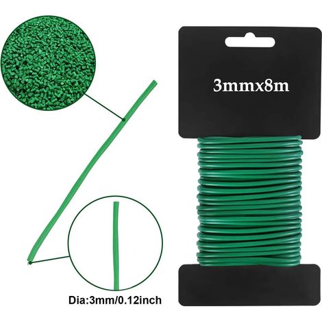 (3 mm x 8 m) Attache de support réutilisable pour plantes, fil d'acier recouvert de caoutchouc, accessoire de jardinage robuste et flexible, pour les tiges de fleurs. (1/4)