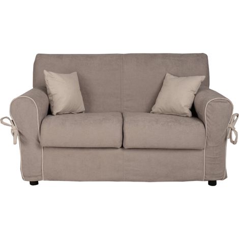 Divano 2 posti tessuto sfoderabile VERONA 150 cm Grigio bordino Grigio chiaro (1/4)