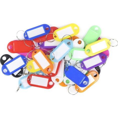 Etiquettes Pour Clés - En Plastique - Fenêtre Transparente Avec Carte Insérée - 50 Pièces - 10 Couleurs (1/5)