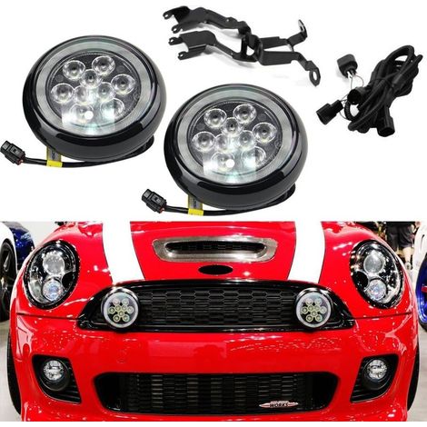Feux de jour + Longue portée - Version NOIRE - Mini FULL LED R55 R56 R57 R60 06-15