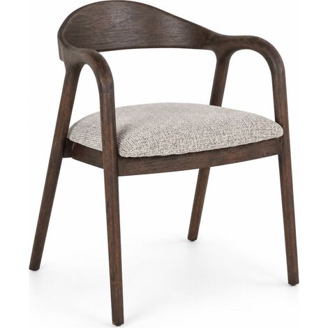 Chaise de salle à manger bois foncé et tissu - mocca fancy (1/5)